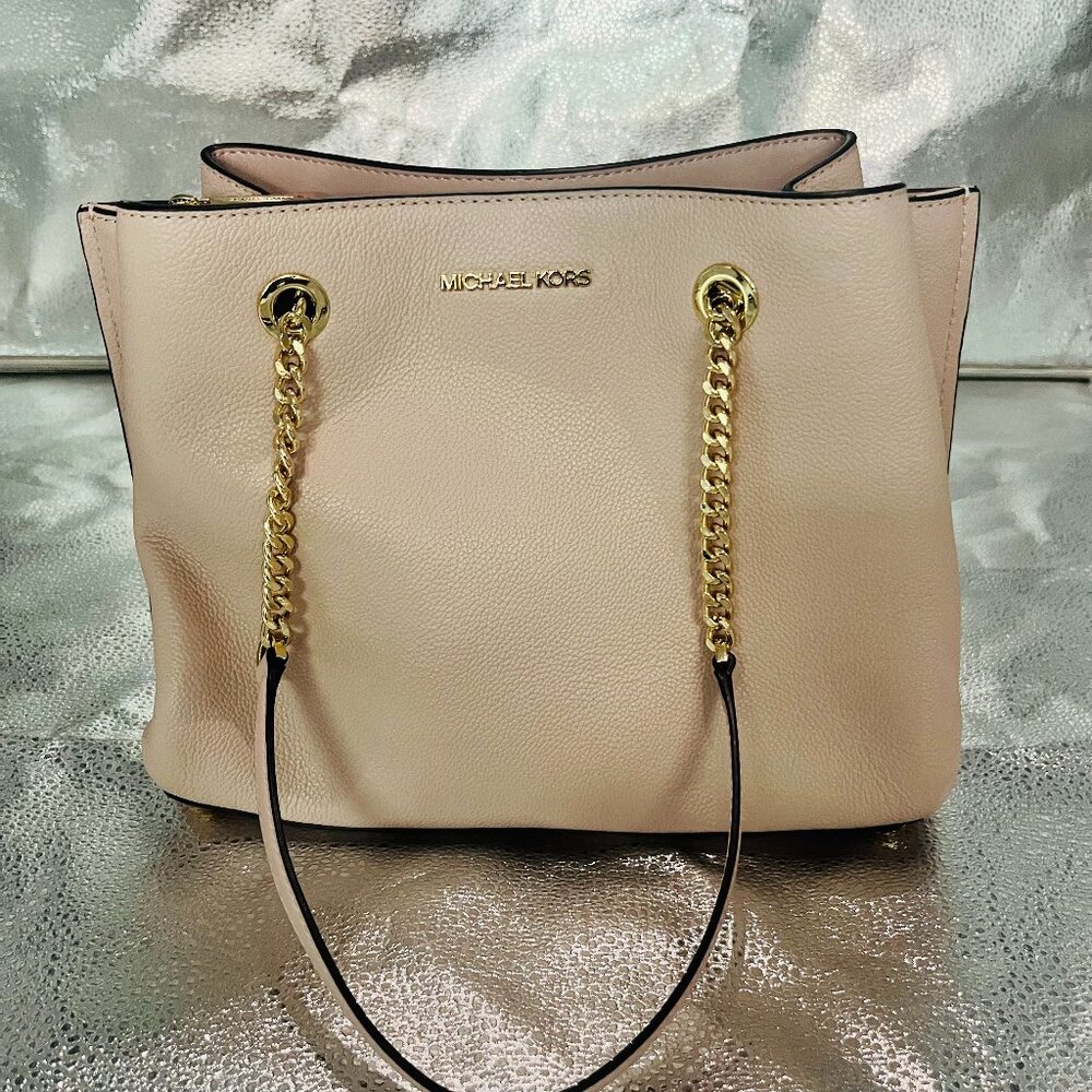 Michael Kors Satchel Bag Pink Women's Teagan Long Drop Pebble Leather NWT